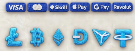 WoolBet Casino payment methods including Visa, Mastercard, Skrill, Apple Pay, Google Pay, Revolut and cryptocurrencies