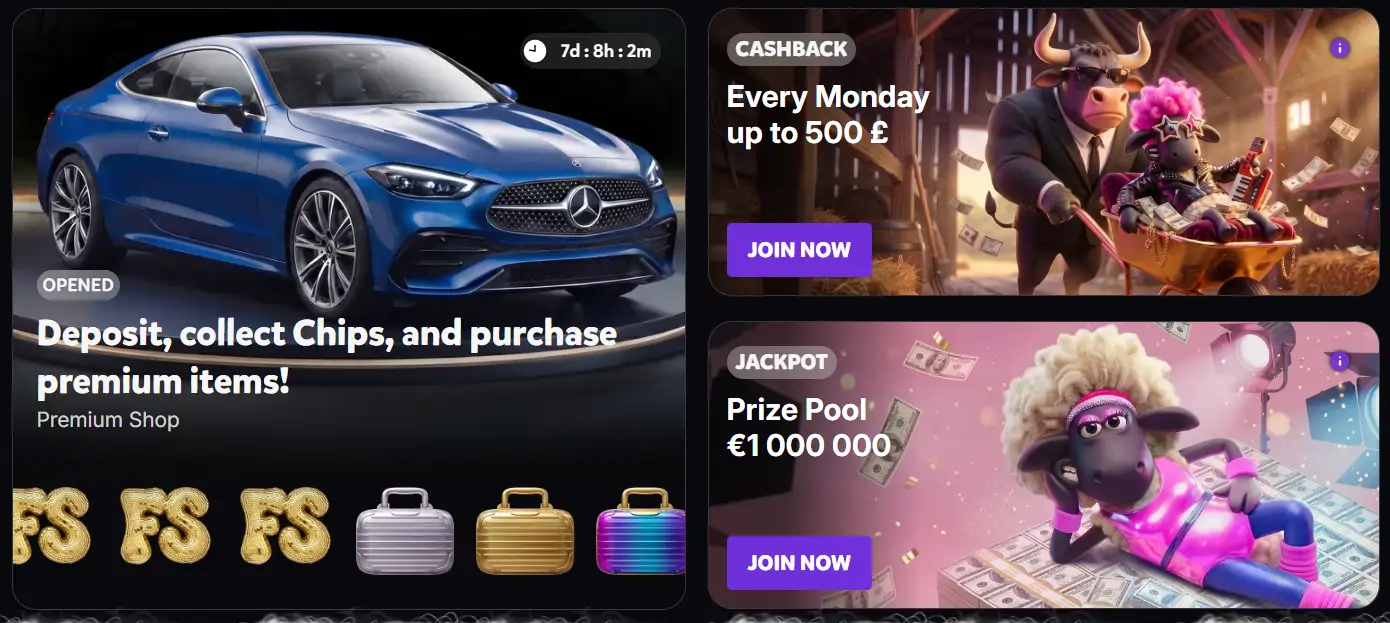 WoolBet Casino premium shop rewards, Monday cashback up to €500 and jackpot prize pool of €1,000,000